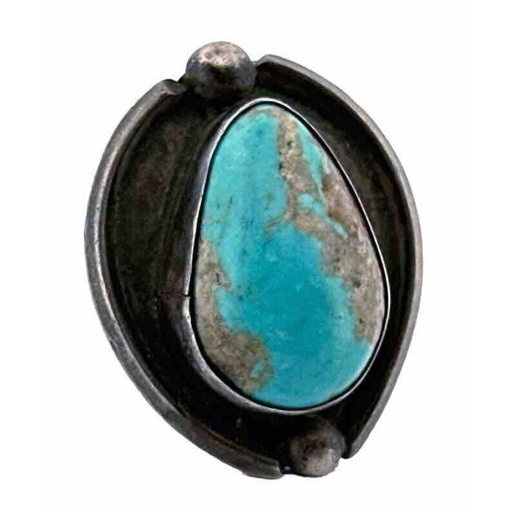 Vintage Old Pawn Turquoise Sterling Silver 925 Ring Native American Sz 4.75